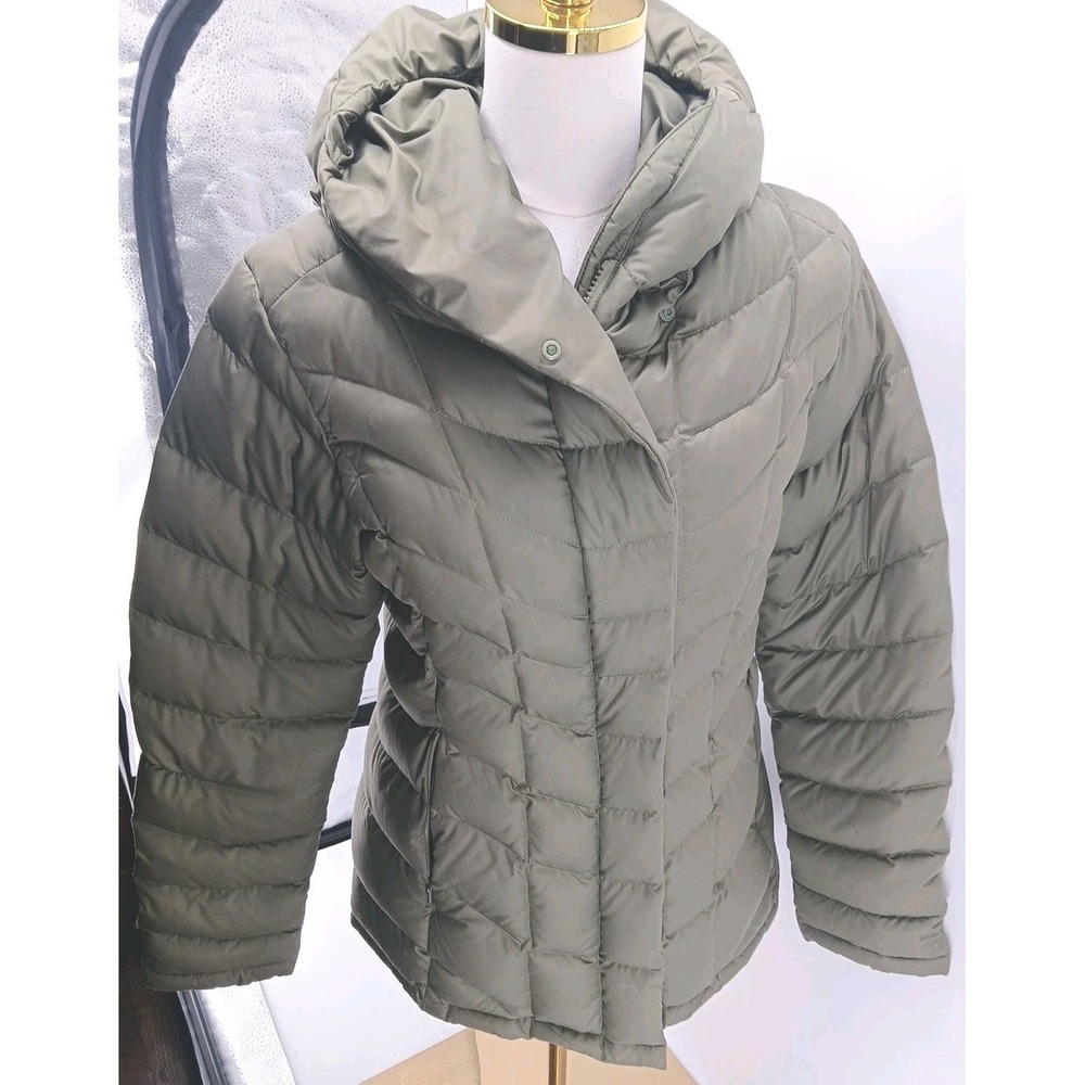 Vntg Y2K Patagonia Green Goose Down Puffer Coat Jacket Hooded Women's Zip Up Med